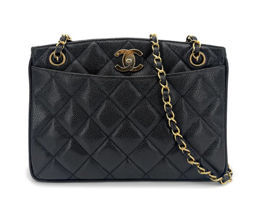 Black Vintage Caviar Shoulder Tote (Available at Ladybird)