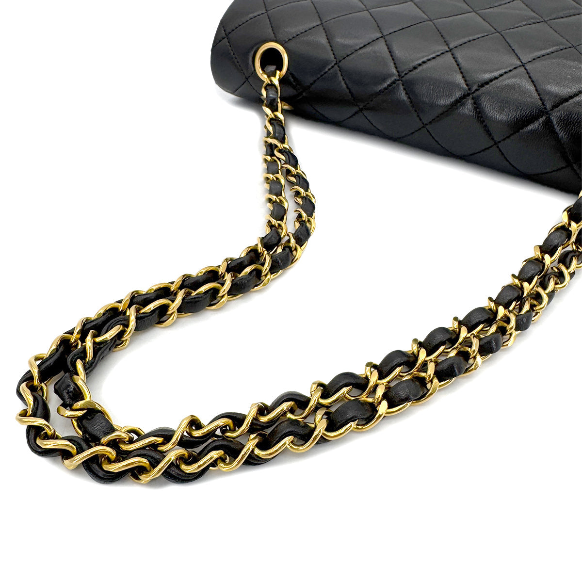 Black Vintage Medium Classic Double Flap