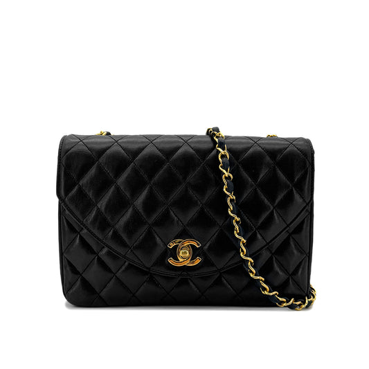 Vintage Half Moon Flap - Black Lambskin