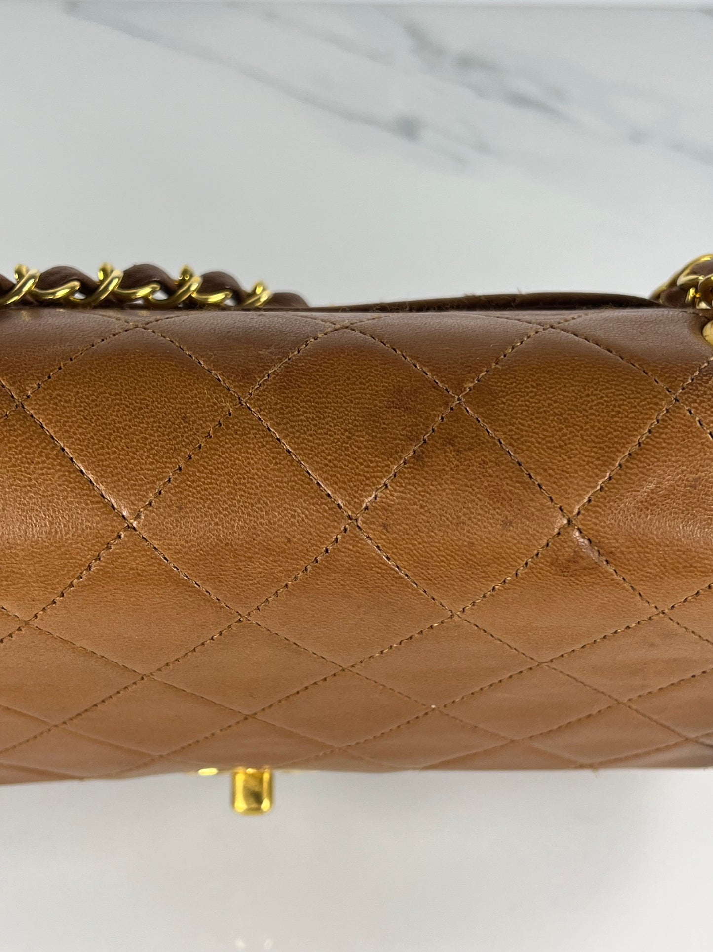 Vintage Camel Medium Classic Double Flap