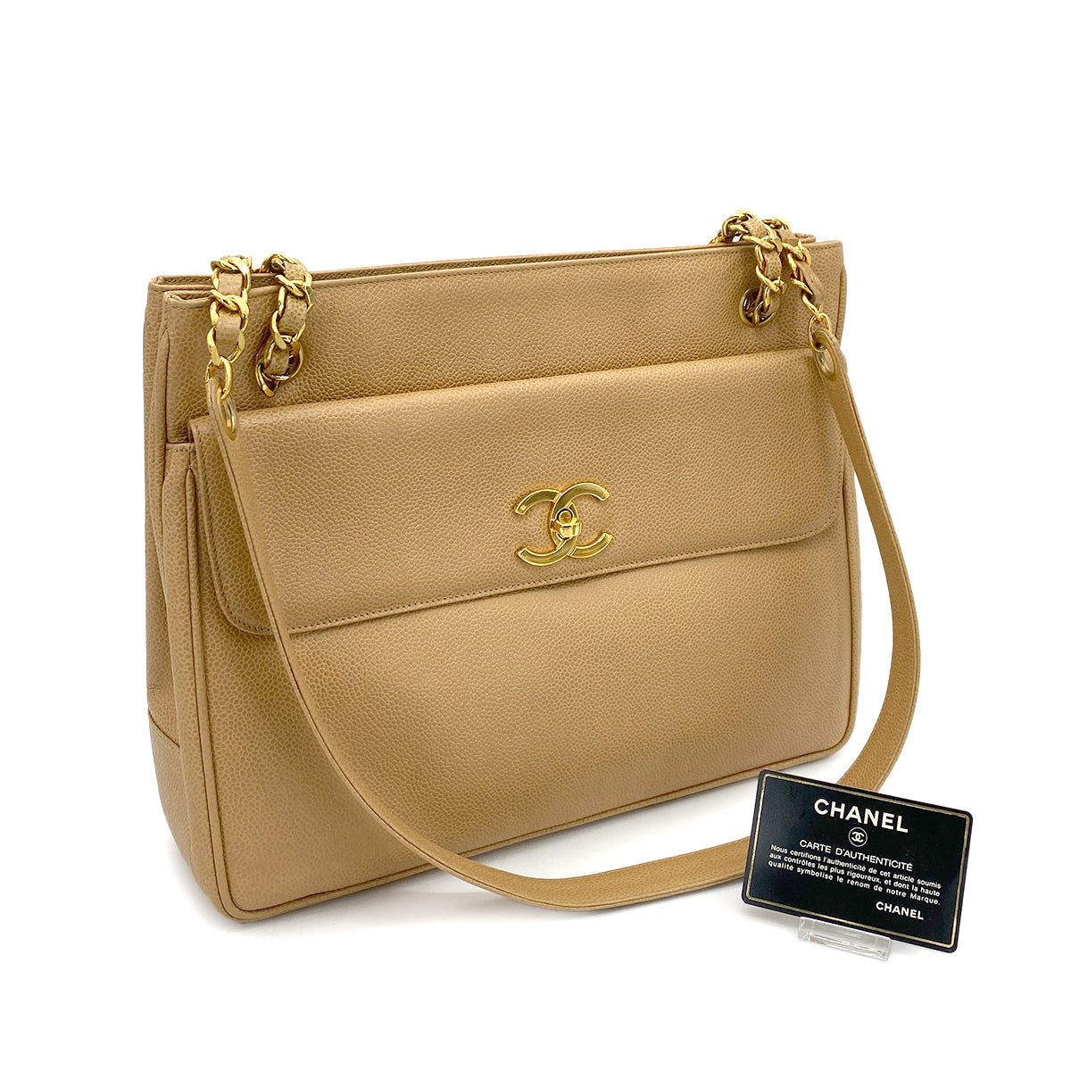 Vintage Beige Caviar Tote