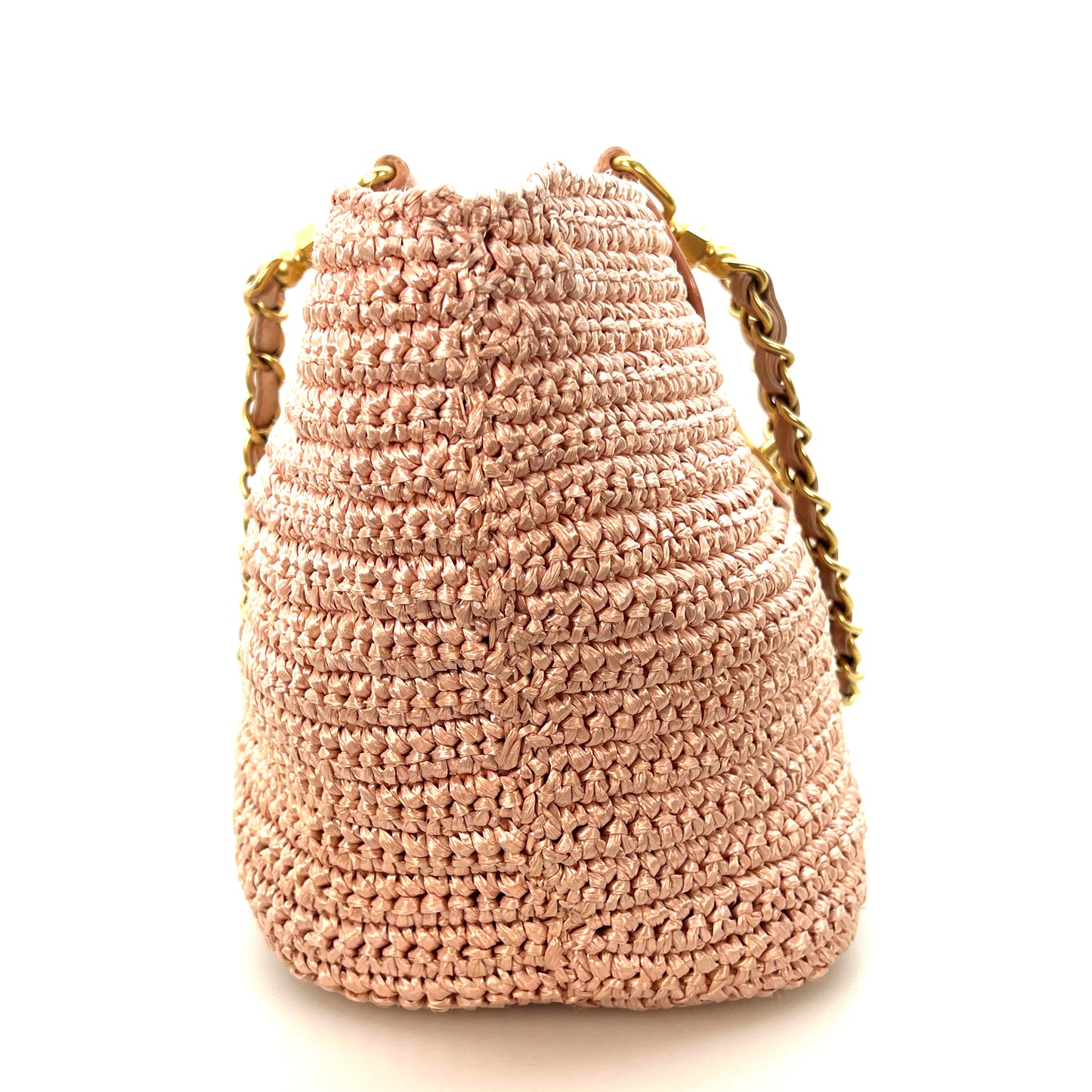 Vintage Pink Raffia Tote
