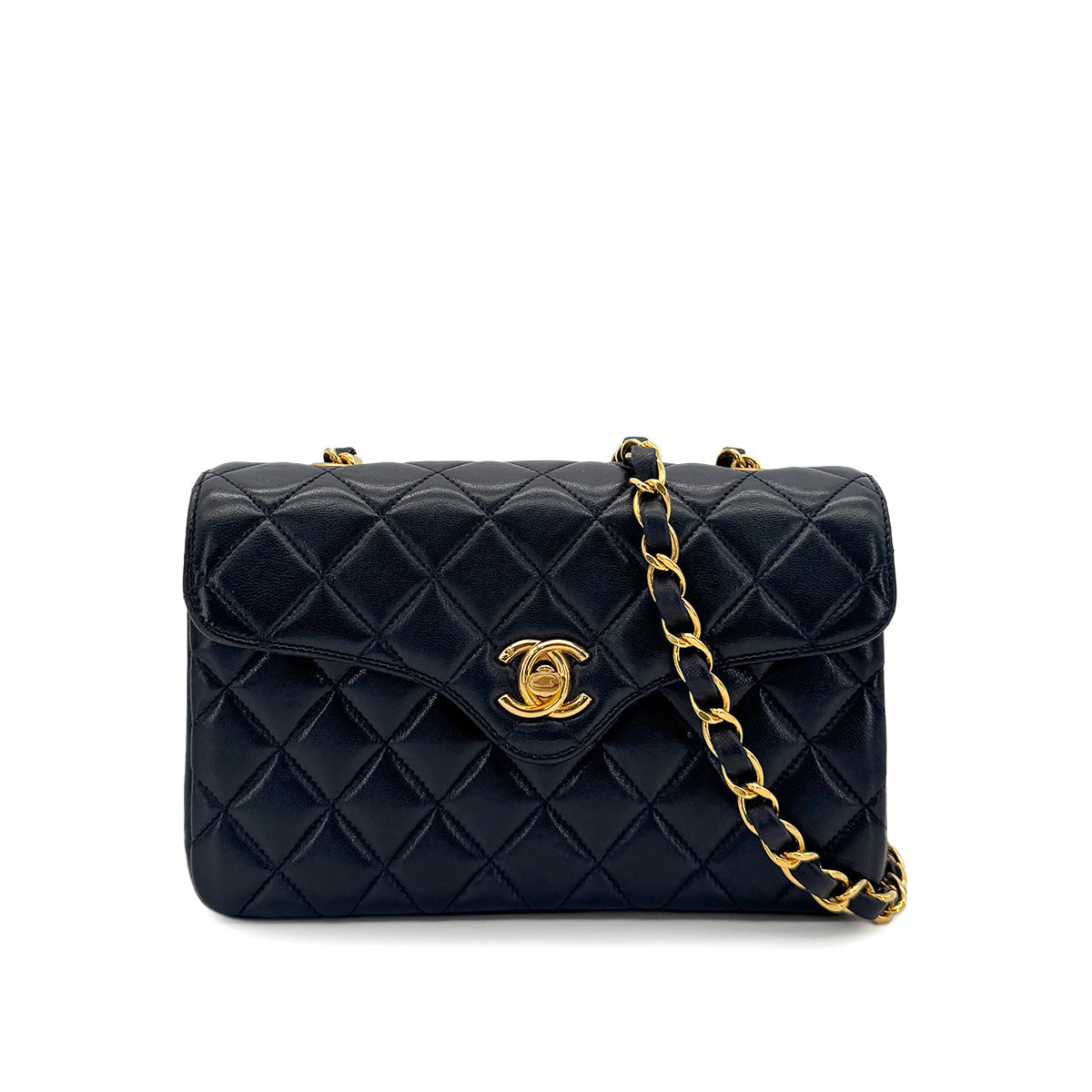 Vintage Navy Curved Mini Flap (Available at Ladybird)