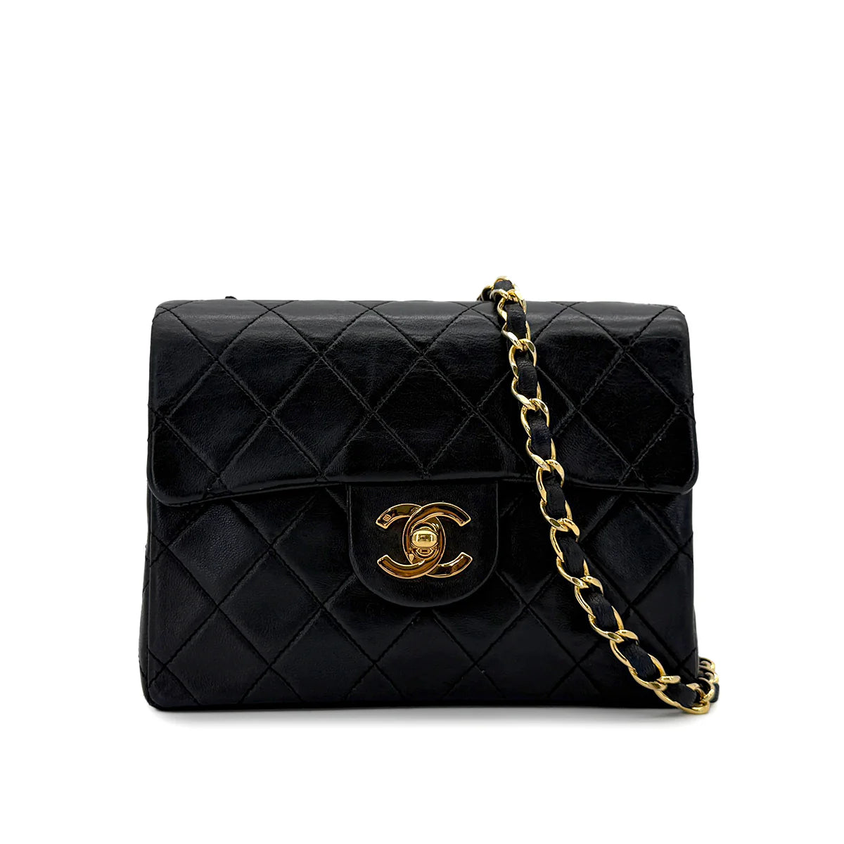 Vintage Mini Square Flap - Black Lambskin