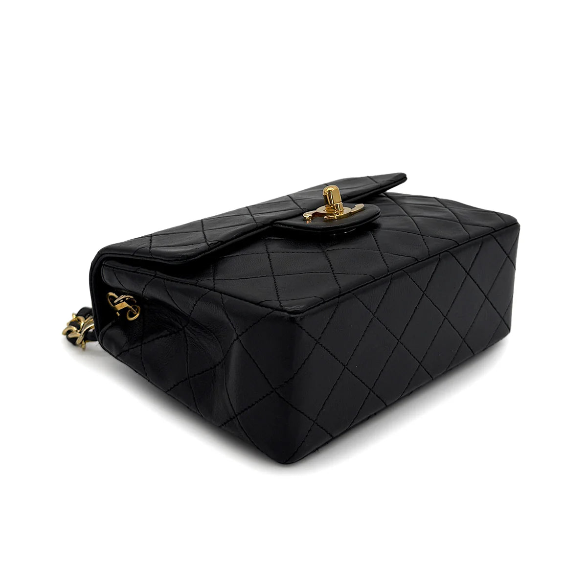 Vintage Mini Square Flap - Black Lambskin