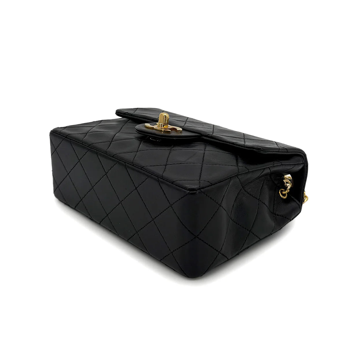 Vintage Mini Square Flap - Black Lambskin