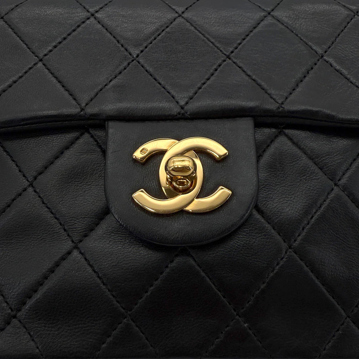 Vintage Mini Square Flap - Black Lambskin