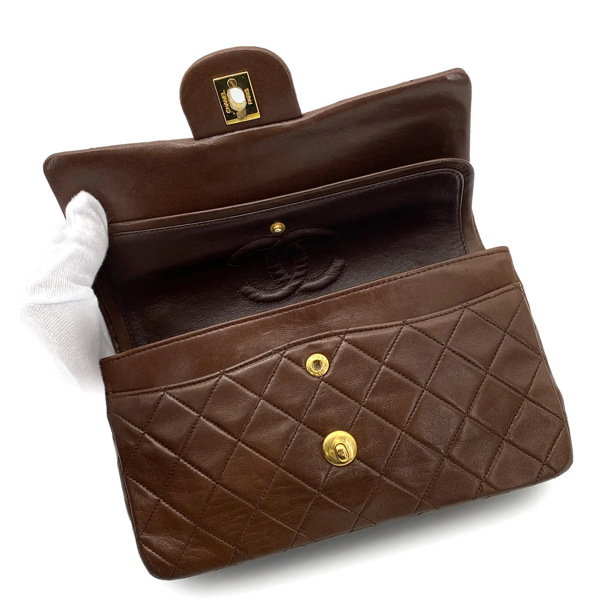 Vintage Brown Small Classic Flap