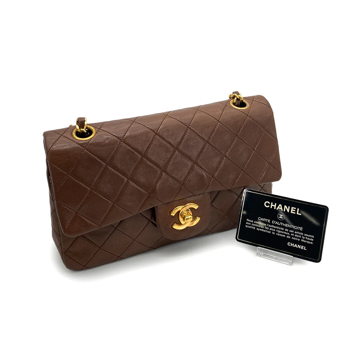 Vintage Brown Small Classic Flap