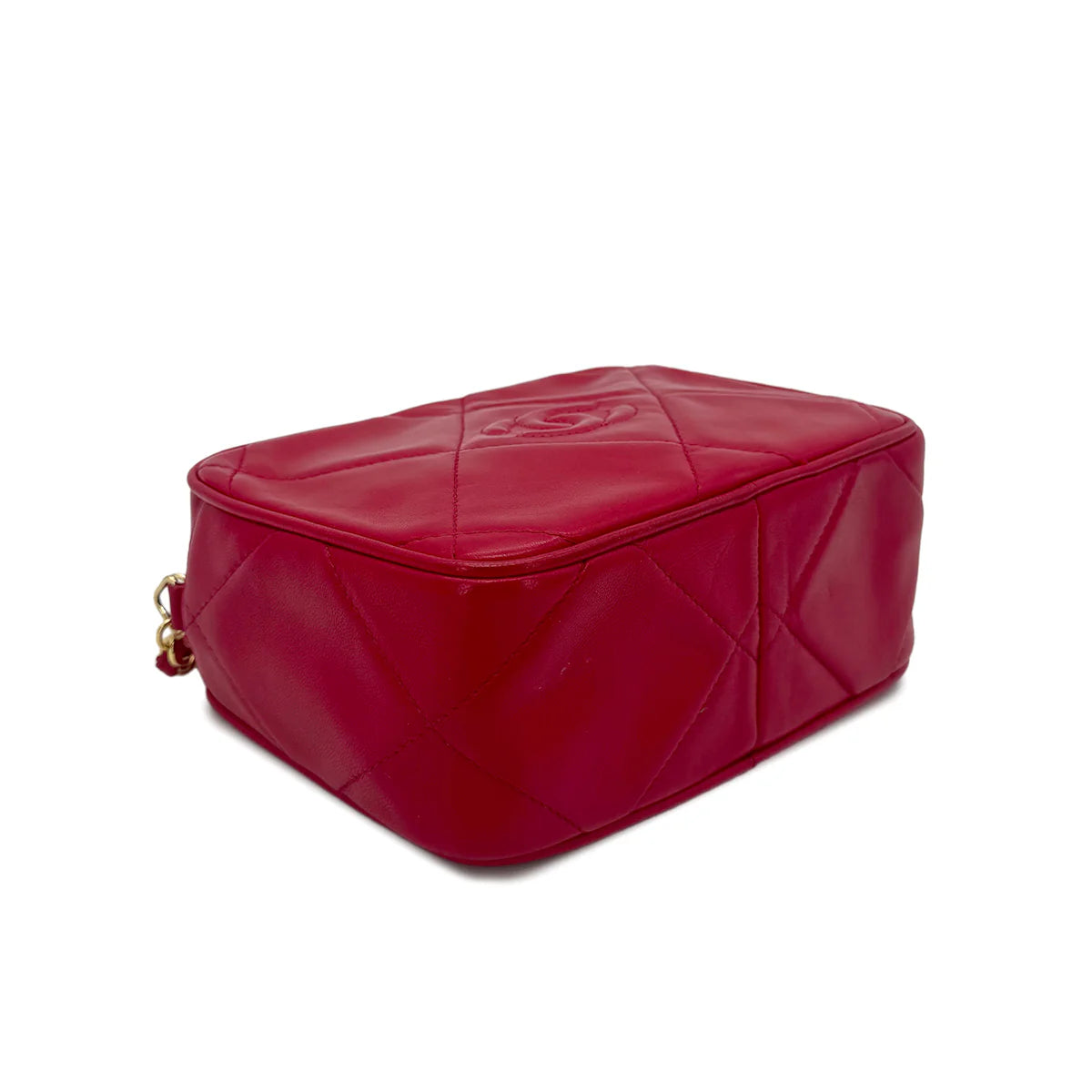 Vintage Camera Bag with Fringe - Red Lambskin