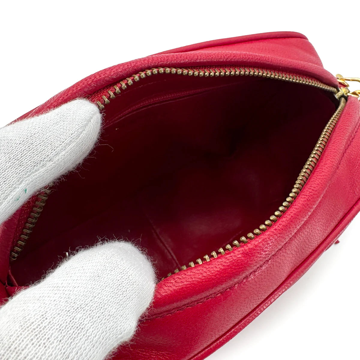 Vintage Camera Bag with Fringe - Red Lambskin