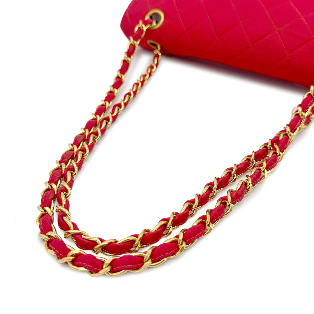 Vintage Medium Classic Flap - Red Satin