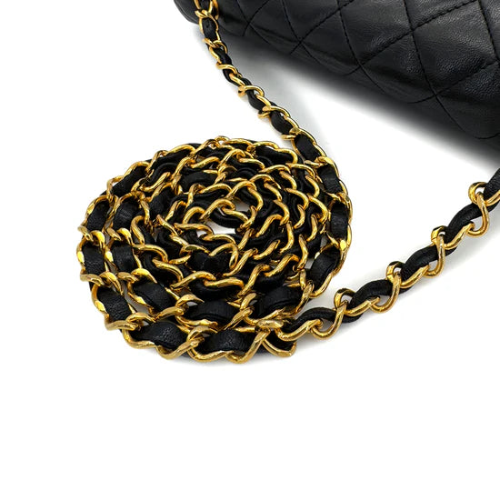 Vintage Half Moon Flap - Black Lambskin