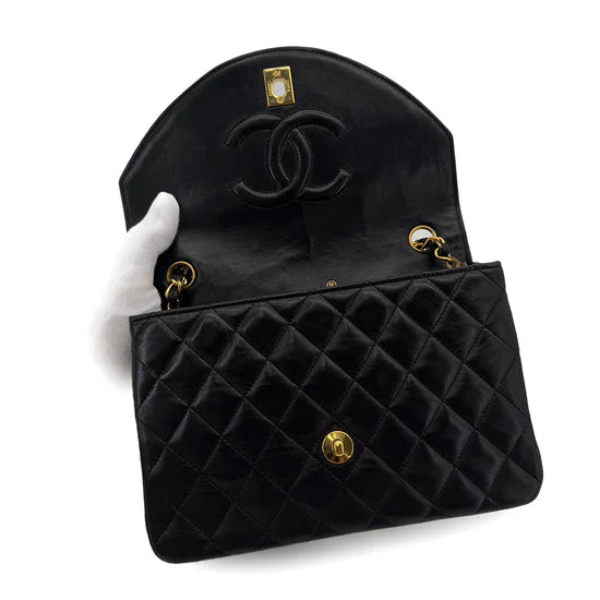 Vintage Half Moon Flap - Black Lambskin