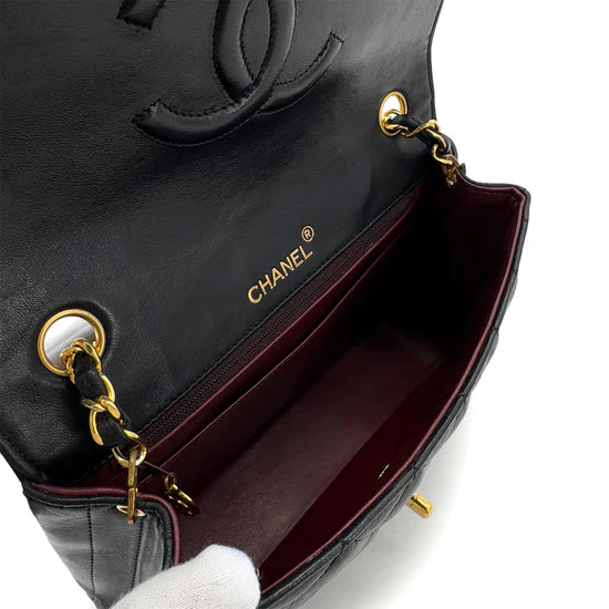 Vintage Half Moon Flap - Black Lambskin
