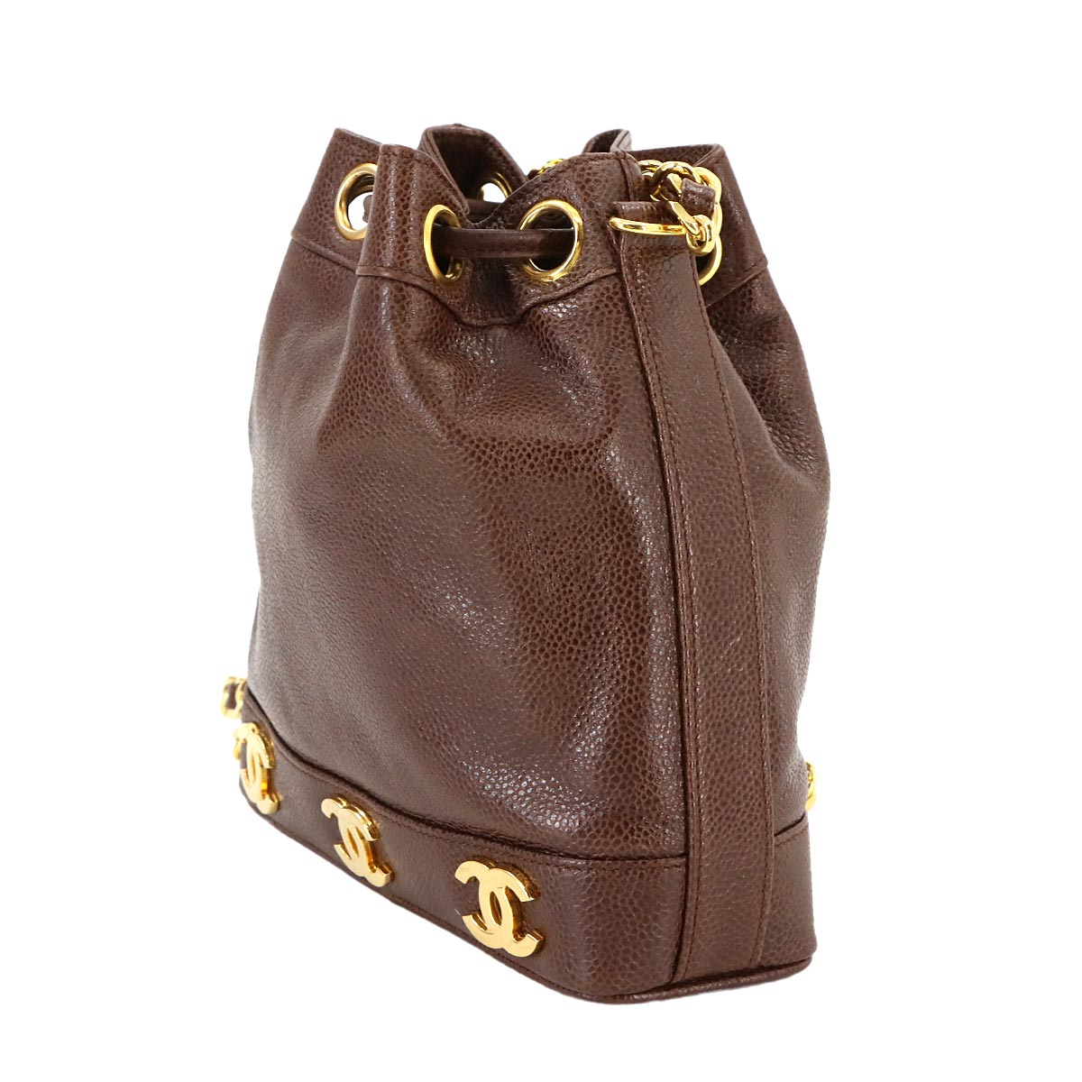 Vintage Triple Coco Bucket Bag - Brown Caviar