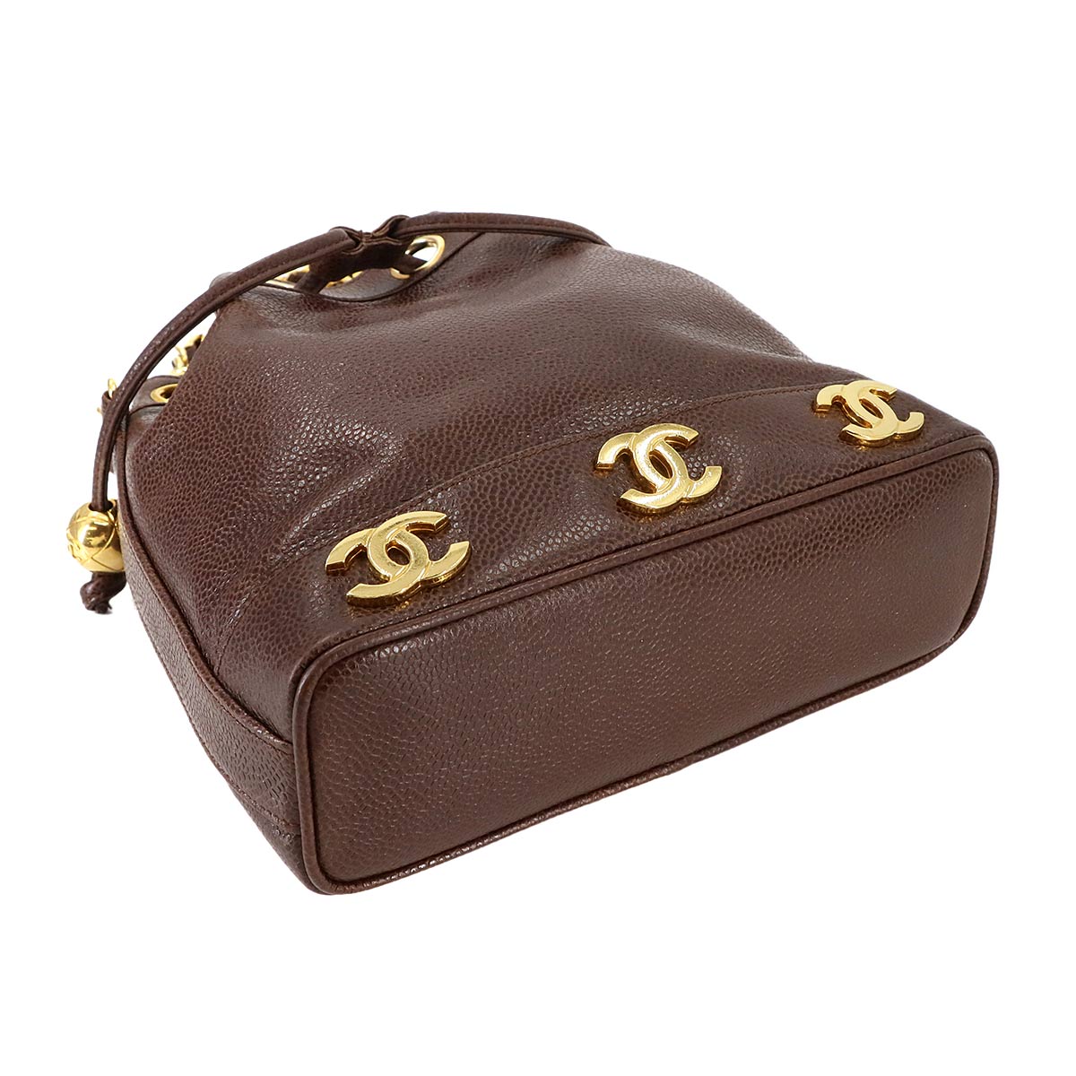 Vintage Triple Coco Bucket Bag - Brown Caviar