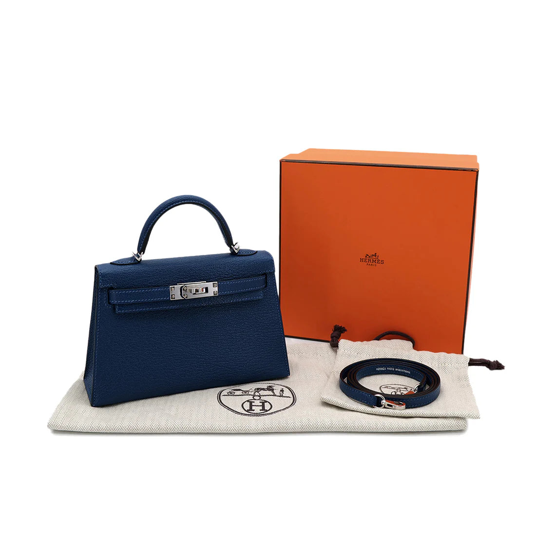 Hermes Mini Kelly - Deep Blue Origano Chevre