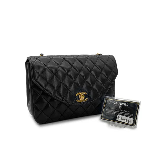 Vintage Half Moon Flap - Black Lambskin (Available at Wardrobe Therapy)