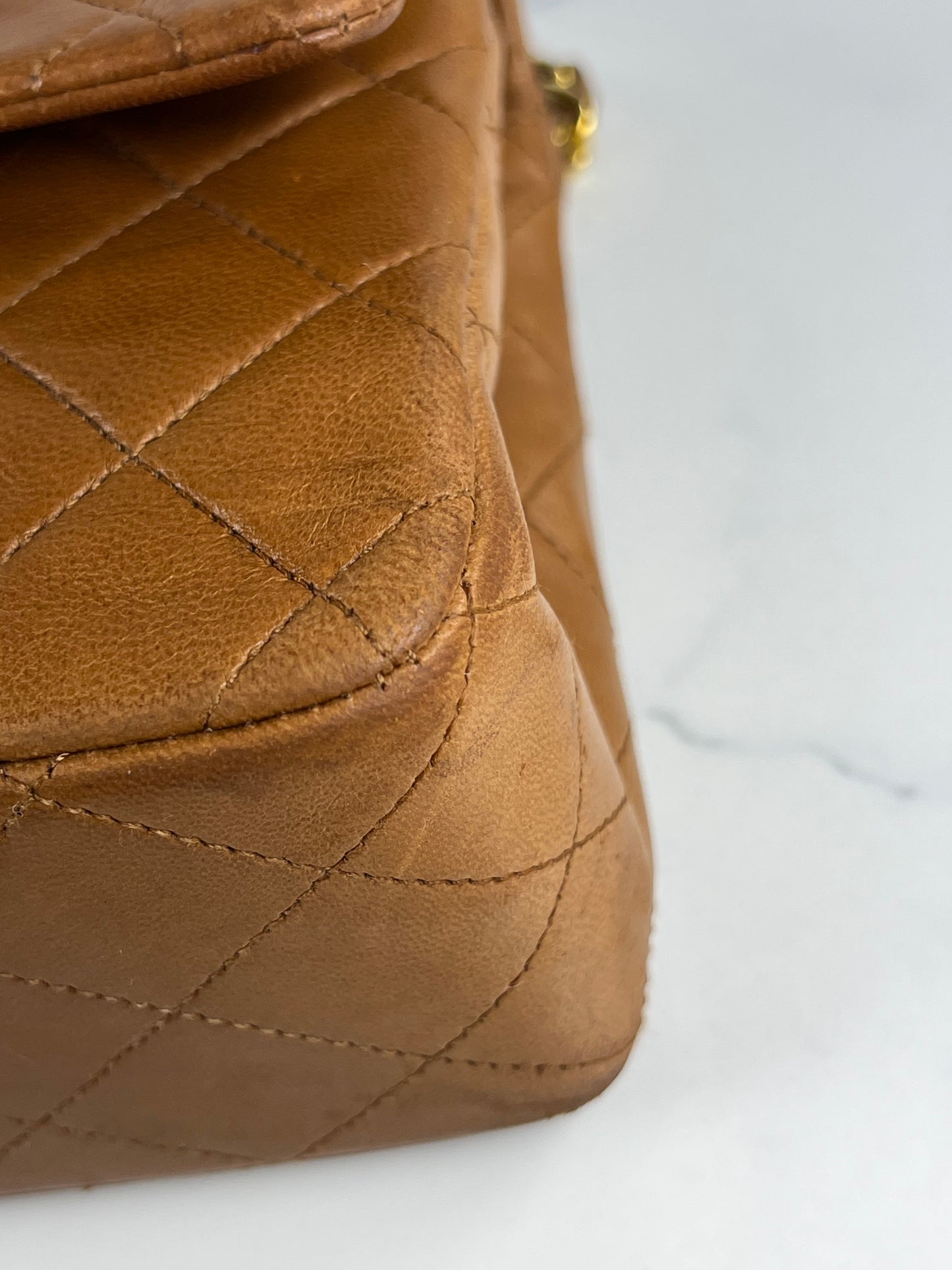 Vintage Camel Medium Classic Double Flap