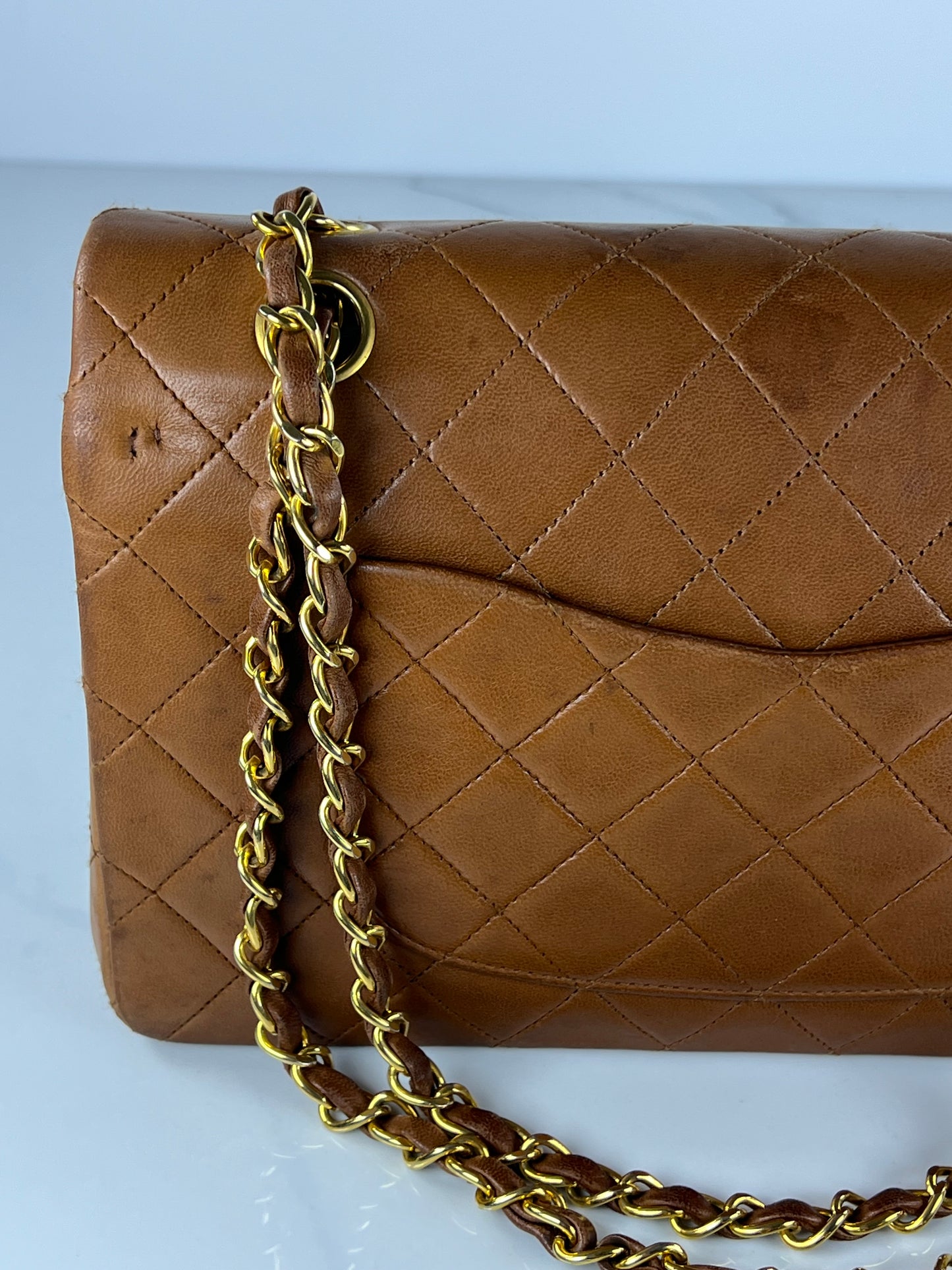Vintage Camel Medium Classic Double Flap