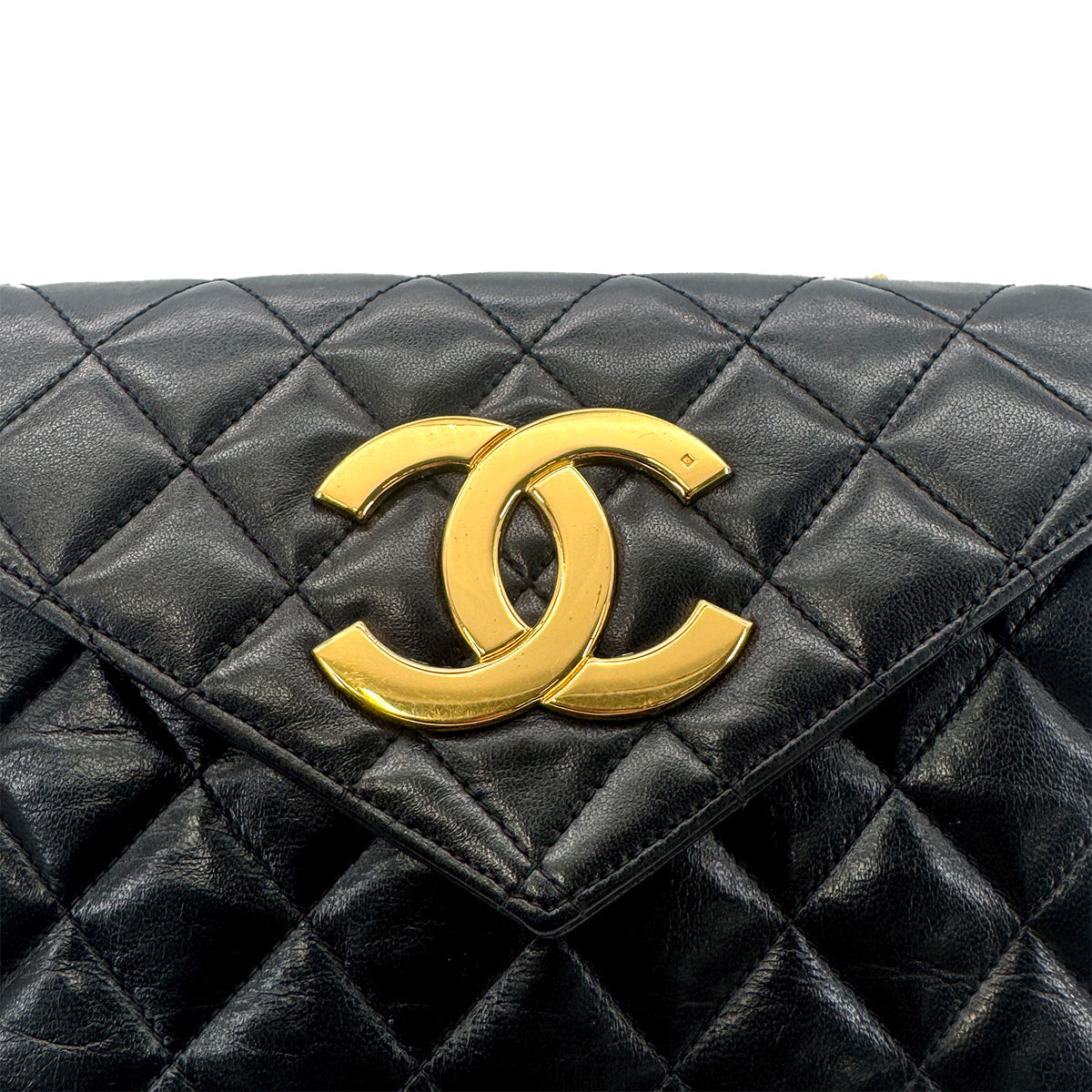 Vintage Square Deca Envelope Bag - Black Lambskin
