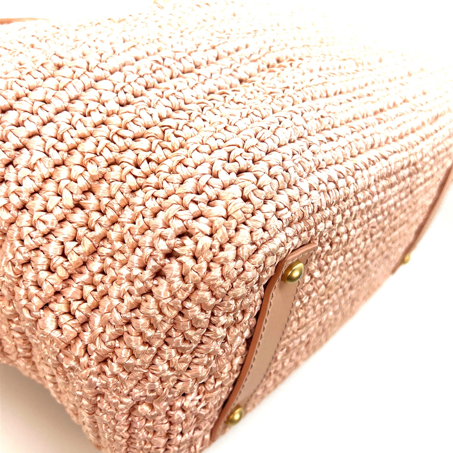 Vintage Pink Raffia Tote