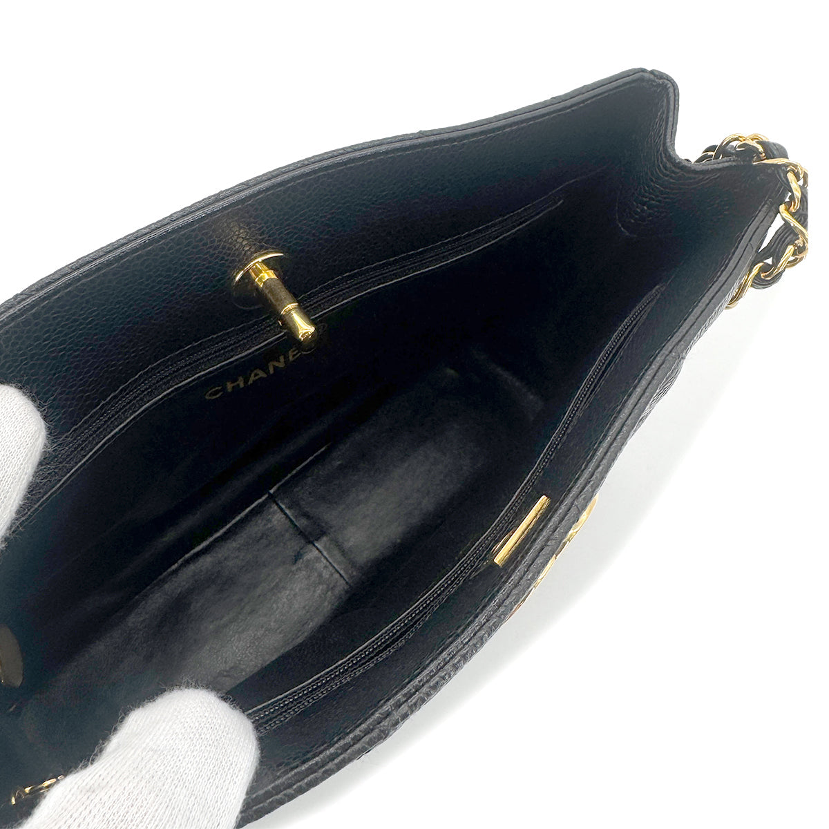 Black Vintage Caviar Shoulder Tote (Available at Ladybird)