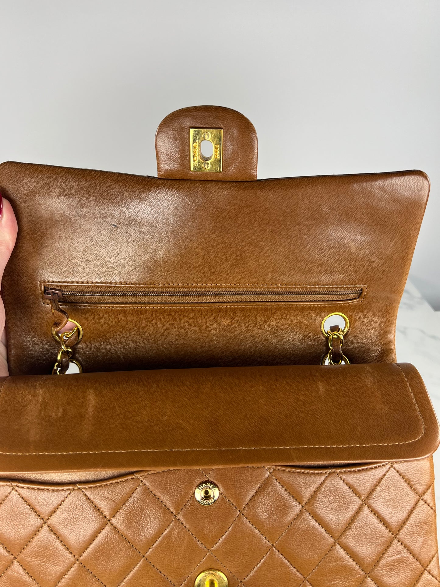Vintage Camel Medium Classic Double Flap
