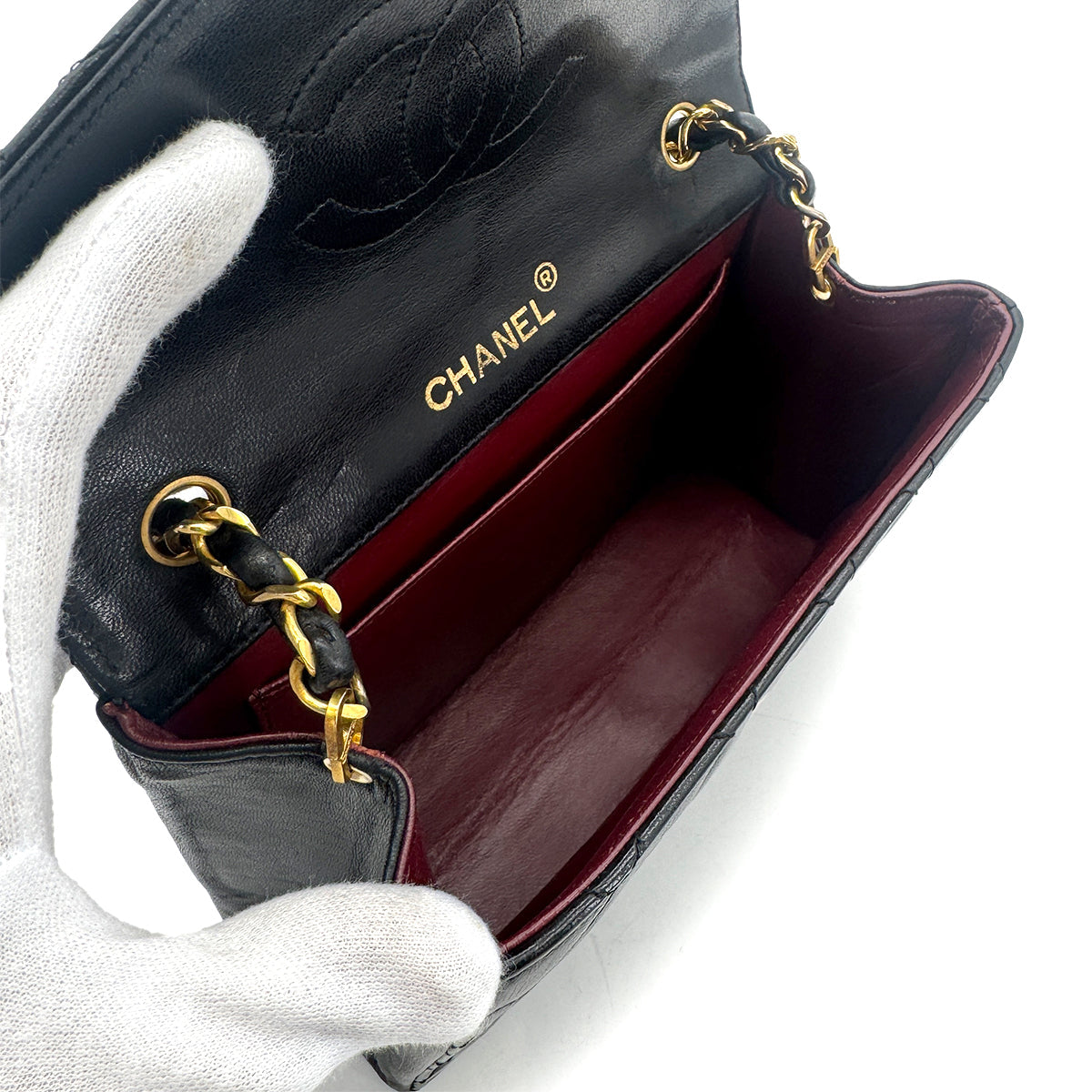 Vintage Square Deca Envelope Bag - Black Lambskin