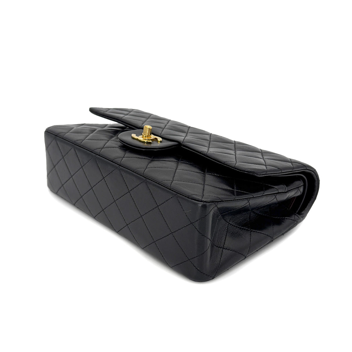 Black Vintage Medium Classic Double Flap