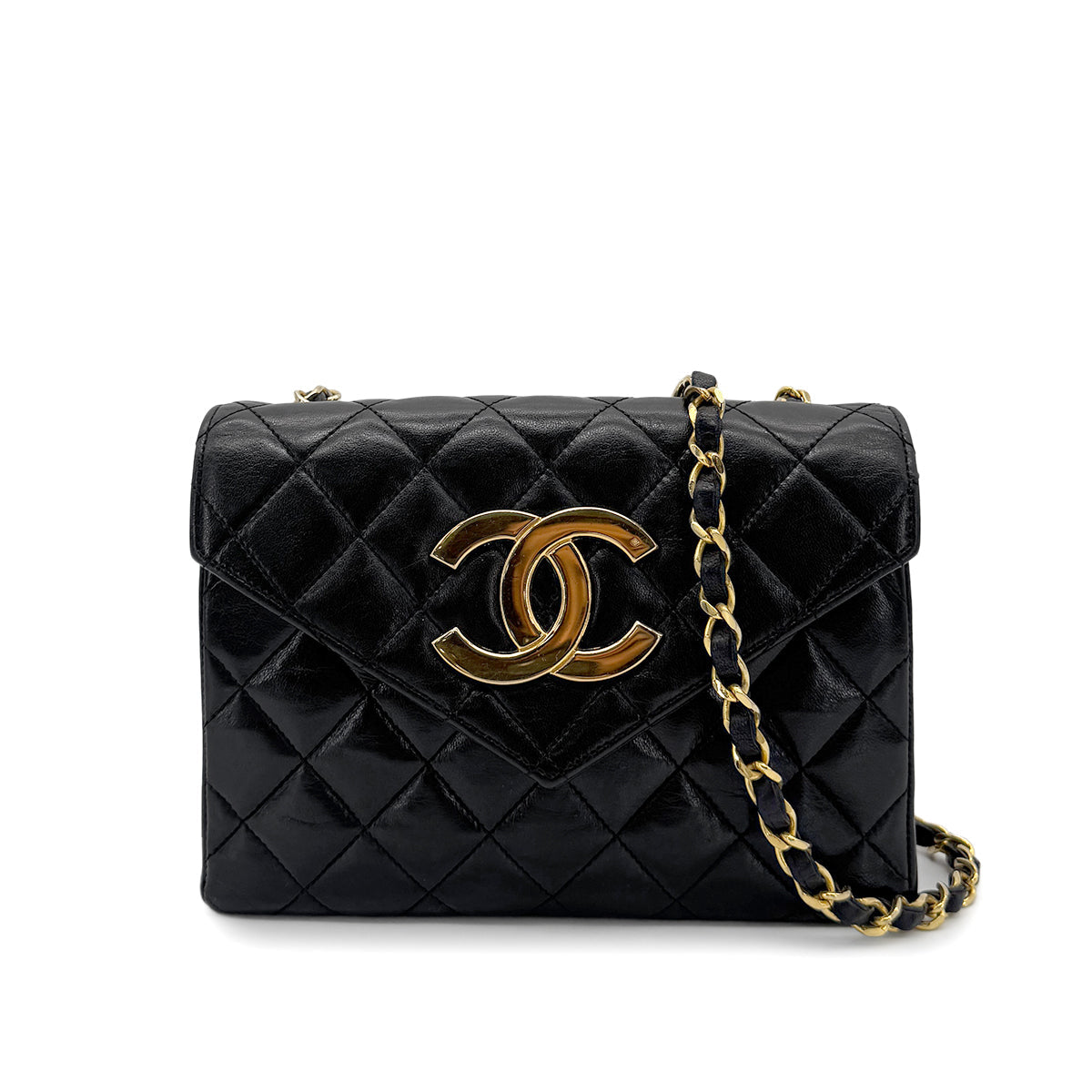 Vintage Square Deca Envelope Bag - Black Lambskin