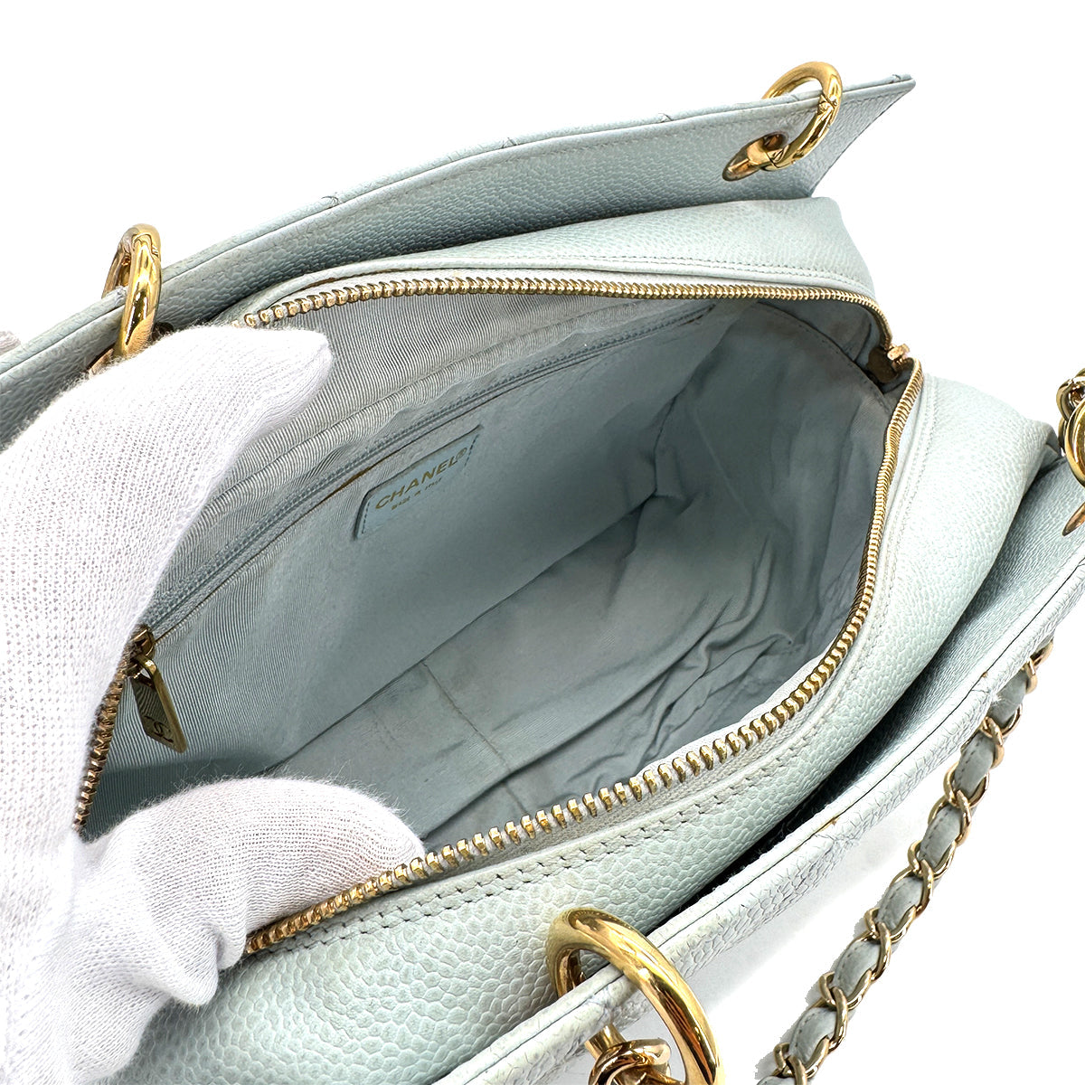 Vintage Light Blue Petite Shopping Tote