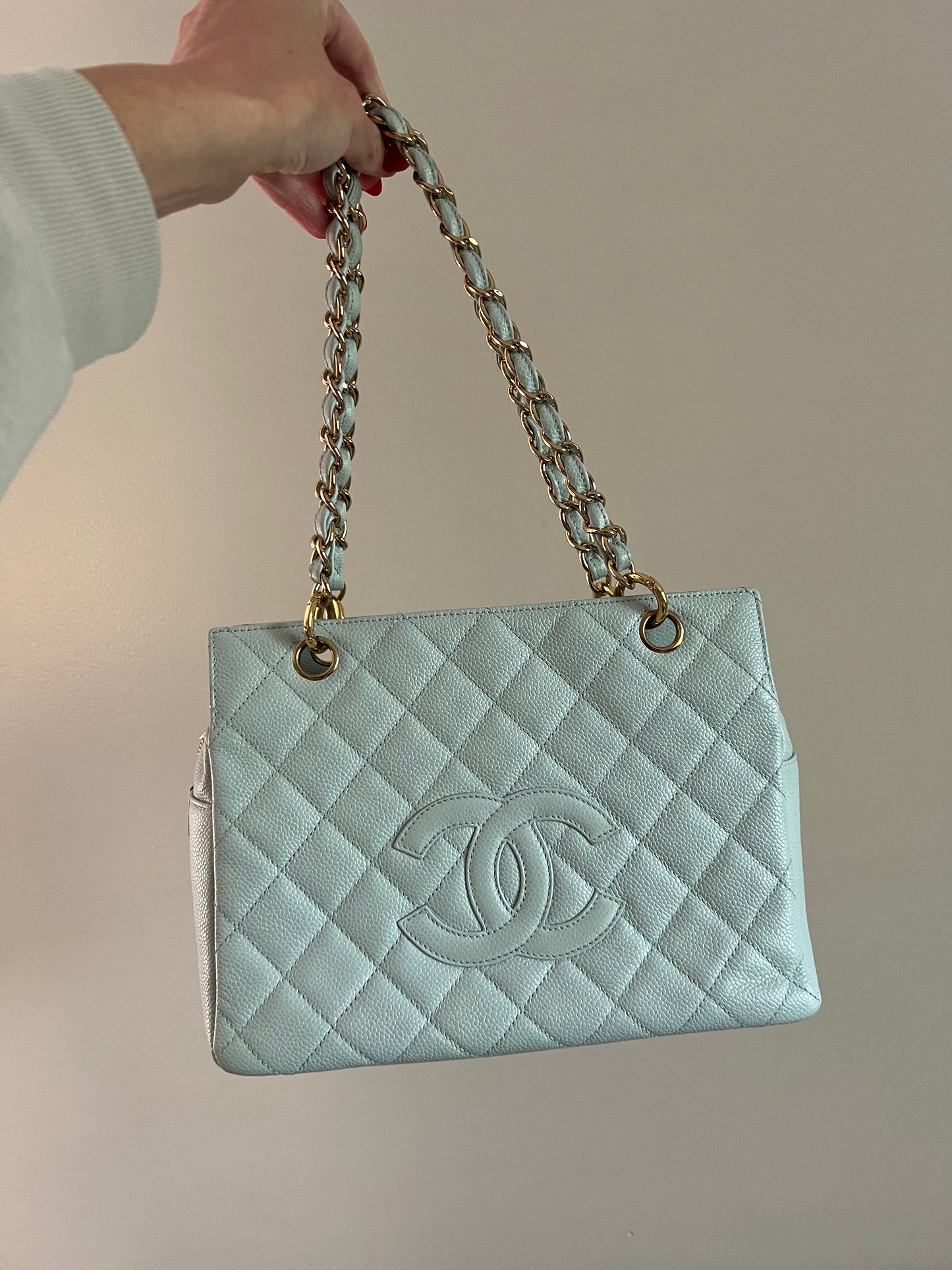 Vintage Light Blue Petite Shopping Tote