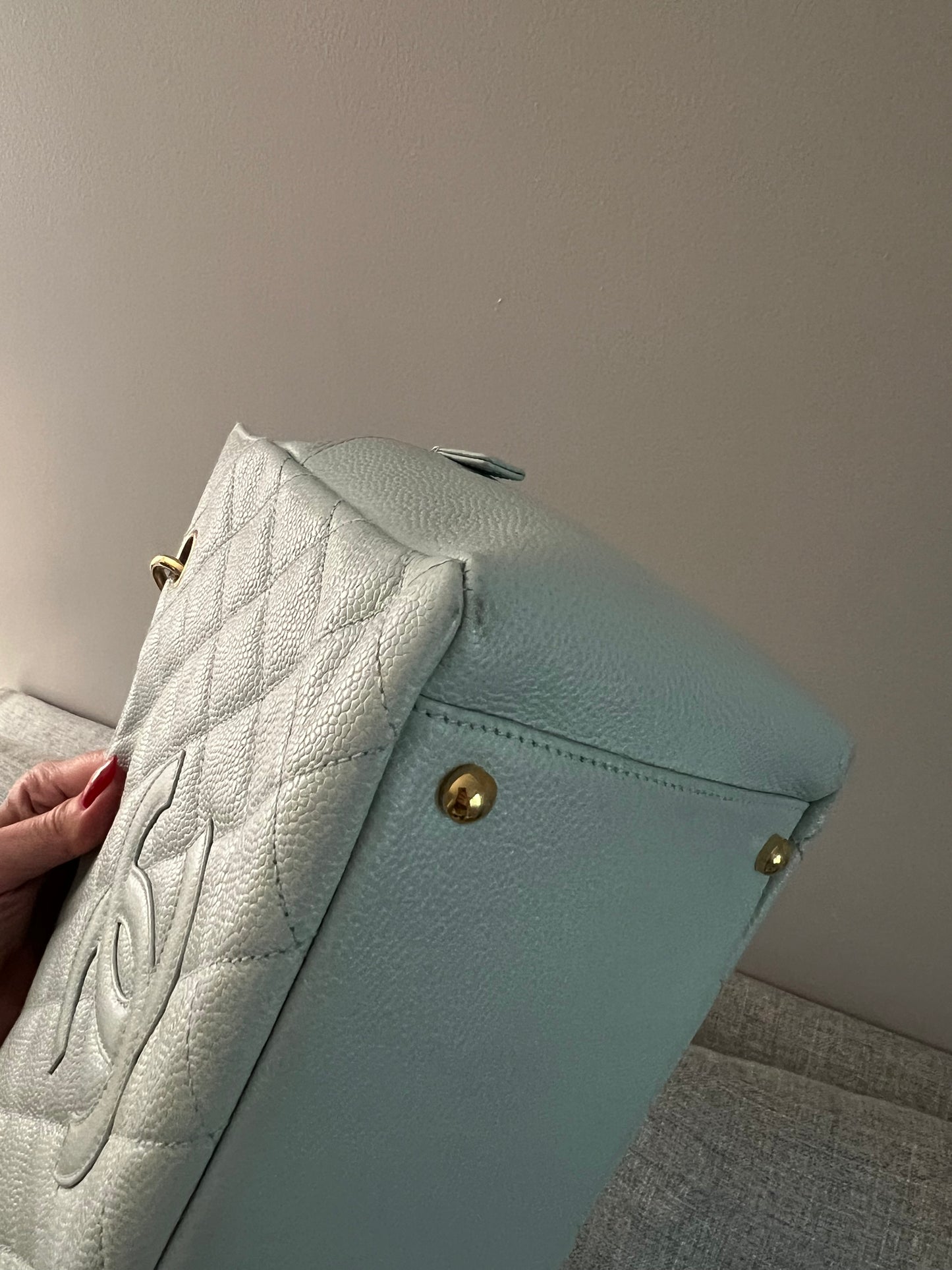 Vintage Light Blue Petite Shopping Tote