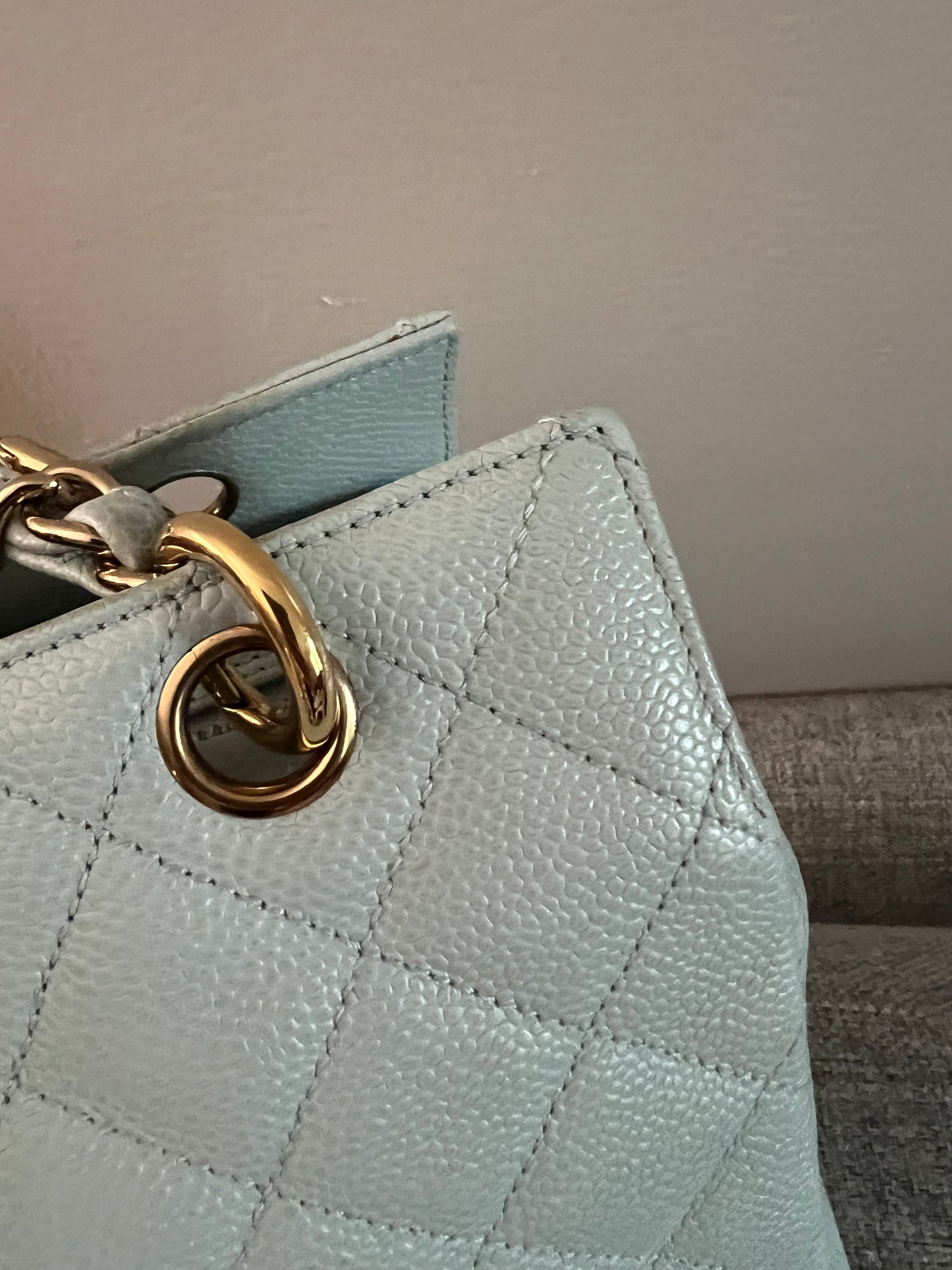 Vintage Light Blue Petite Shopping Tote
