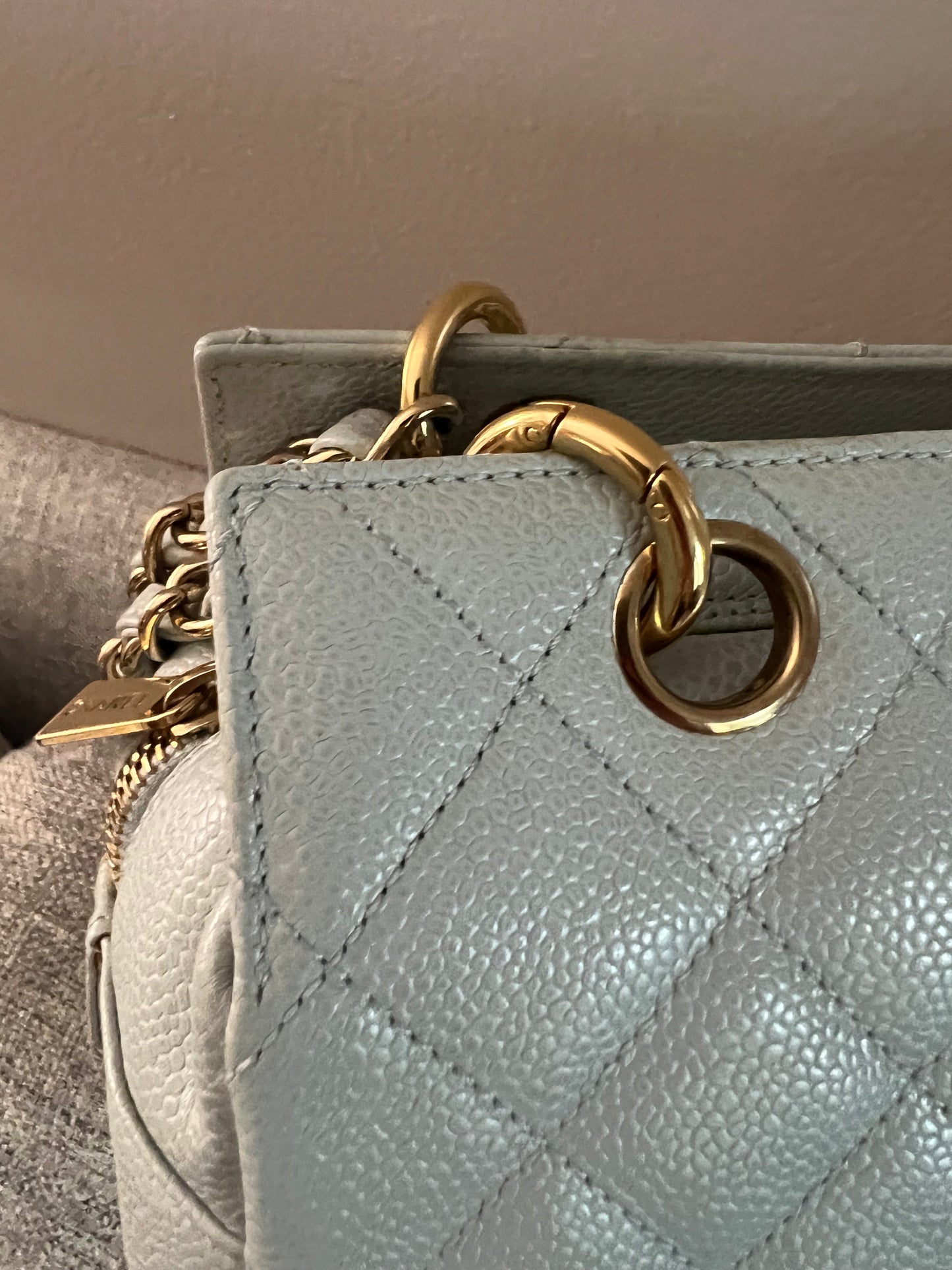 Vintage Light Blue Petite Shopping Tote