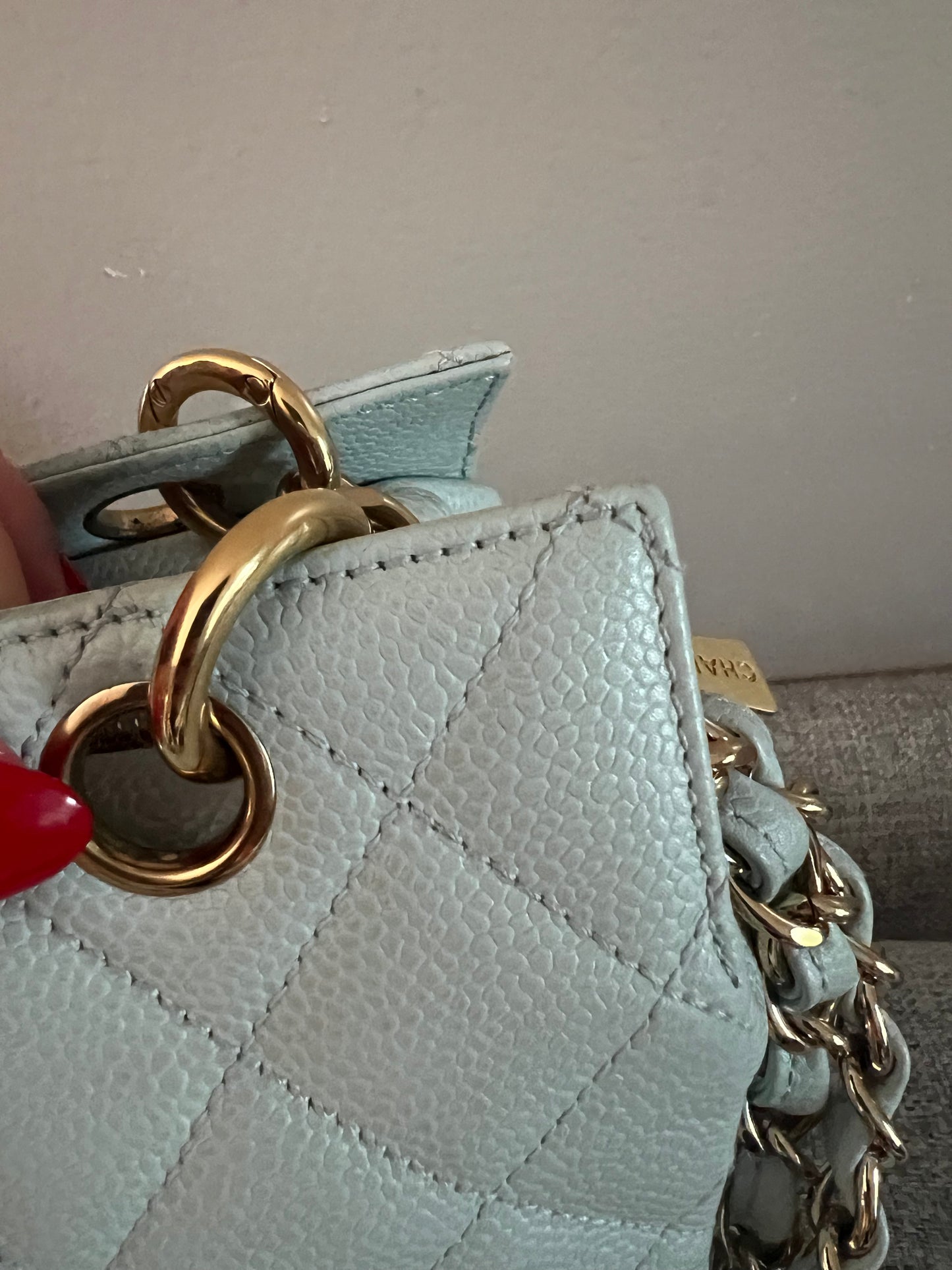Vintage Light Blue Petite Shopping Tote