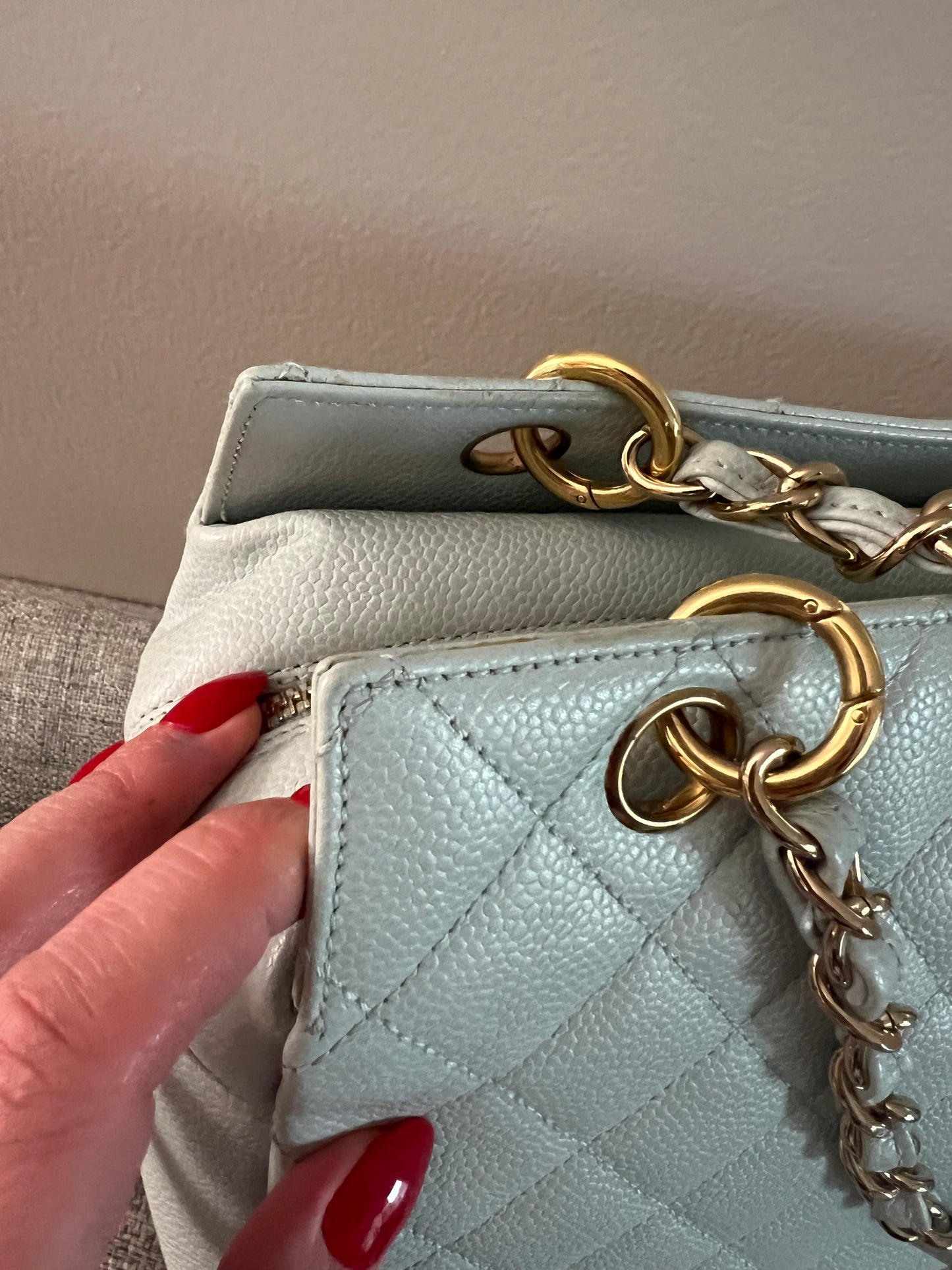 Vintage Light Blue Petite Shopping Tote