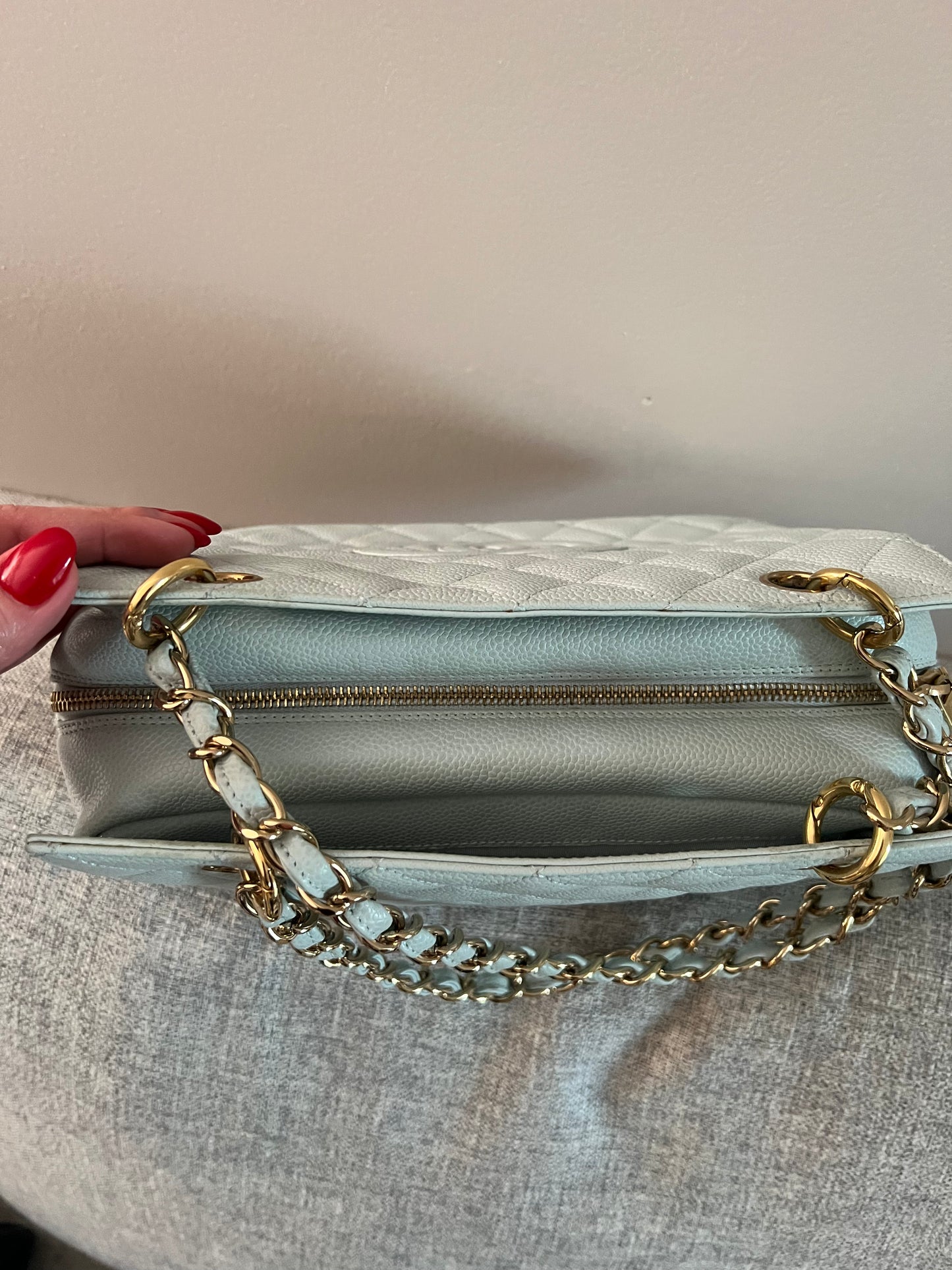 Vintage Light Blue Petite Shopping Tote
