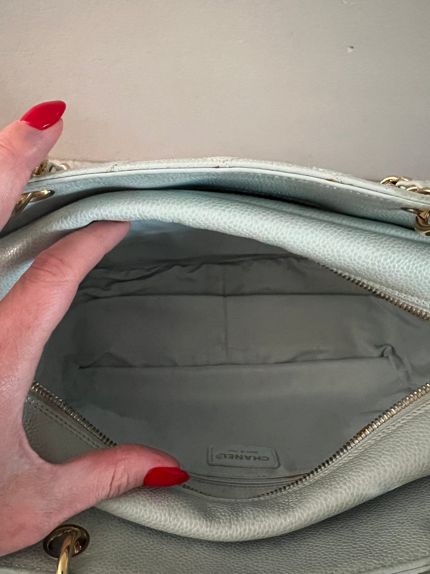 Vintage Light Blue Petite Shopping Tote
