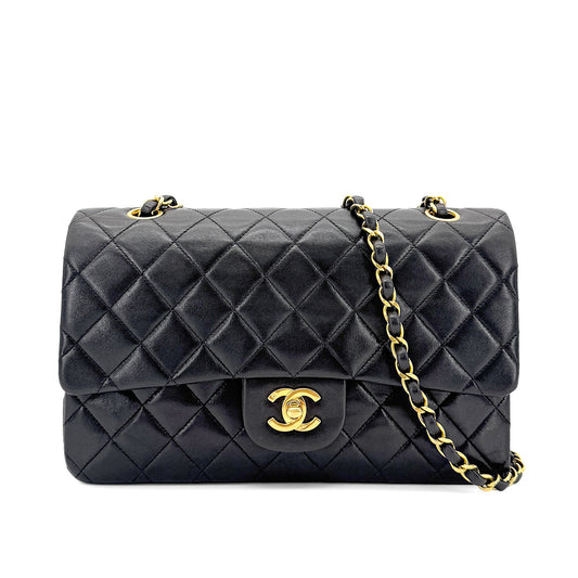 Black Vintage Medium Classic Double Flap