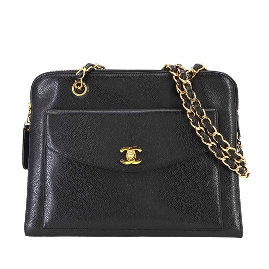 Vintage Chain Tote - Black Caviar