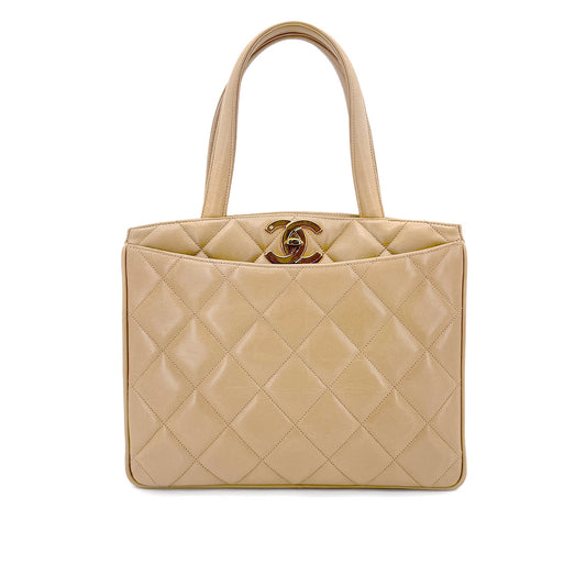 Vintage Turnlock Handbag - Beige Lambskin
