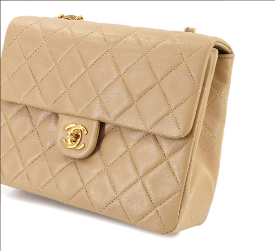 Vintage Small Square Flap - Beige Lambskin