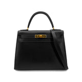 Kelly 28 Sellier - Black Boxcalf