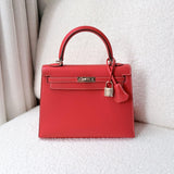 Kelly 25 sellier - Rose Jaipur Epsom, light gold hardware (Square P stamp)