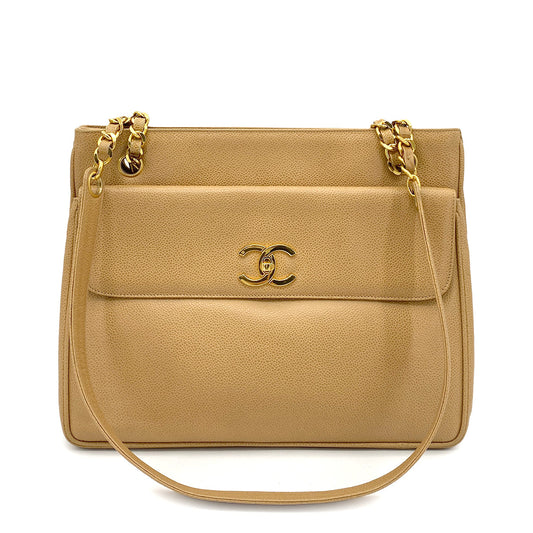 Vintage Beige Caviar Tote