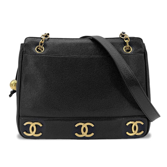 Vintage Triple Coco Tote -  Black Caviar