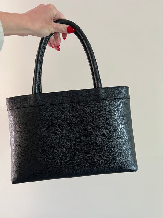 Vintage Black Small Caviar Tote